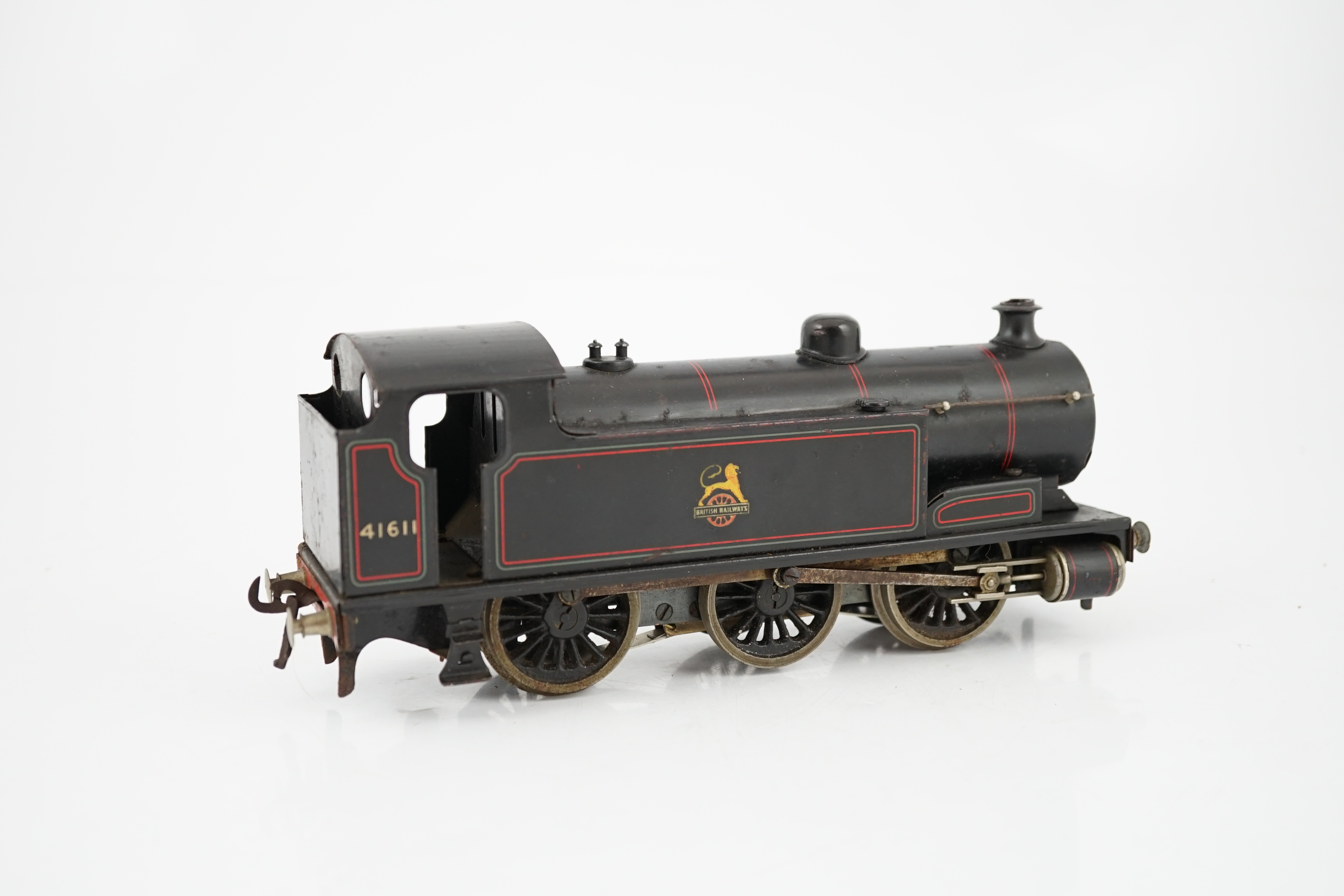 A Bassett-Lowke 0 gauge BR 0-6-0T locomotive for 3-rail running, in lined black livery, 41611